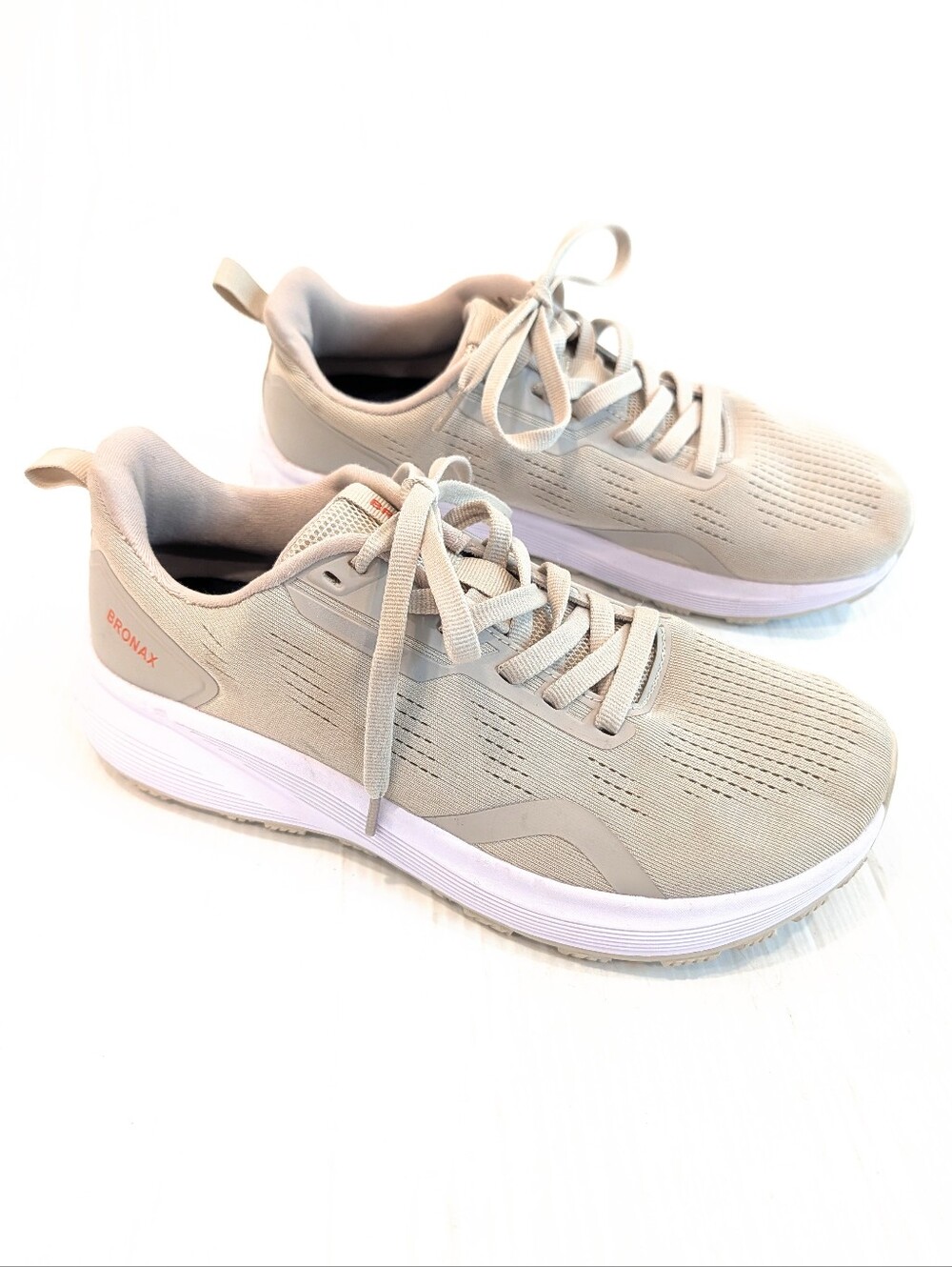 BRONAX Wide Toe Box Road Running Shoes Neutral Tan Athletic Sneakers  Size 42